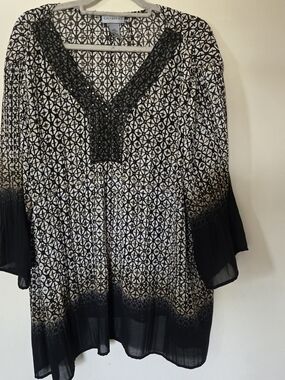 Catherines Bejeweled Sheer Bell Sleeve Geometric Boho Lagen Festival